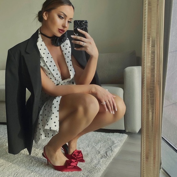 Zara Red Flower Slingbacks - Picture 3 of 16